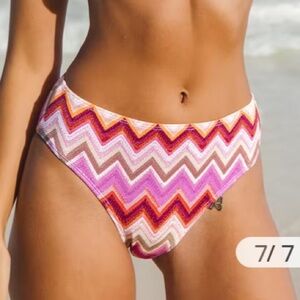 Cupshe Pink Geo Chevron Print Hipster Swim Bikini Bottom Size M